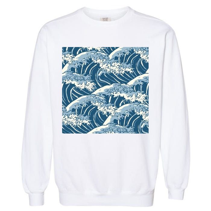 Ocean Wave Pattern Garment-Dyed Sweatshirt