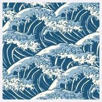 Ocean Wave Pattern Garment-Dyed Sweatshirt