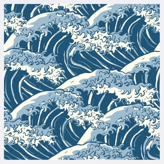 Ocean Wave Pattern Garment-Dyed Sweatshirt