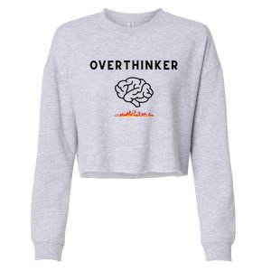 Overthinker With Picture Of Brain And Fire Cropped Pullover Crew