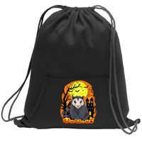 Opossum With Pumpkins Funny Scary Halloween Party Sweatshirt Cinch Pack Bag