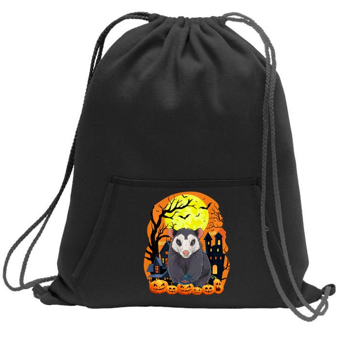 Opossum With Pumpkins Funny Scary Halloween Party Sweatshirt Cinch Pack Bag