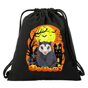 Opossum With Pumpkins Funny Scary Halloween Party Drawstring Bag