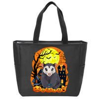 Opossum With Pumpkins Funny Scary Halloween Party Zip Tote Bag