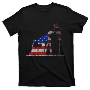 Oilfield Worker Rig Drilling Us Flag Oil Rig Man Oil Driller T-Shirt