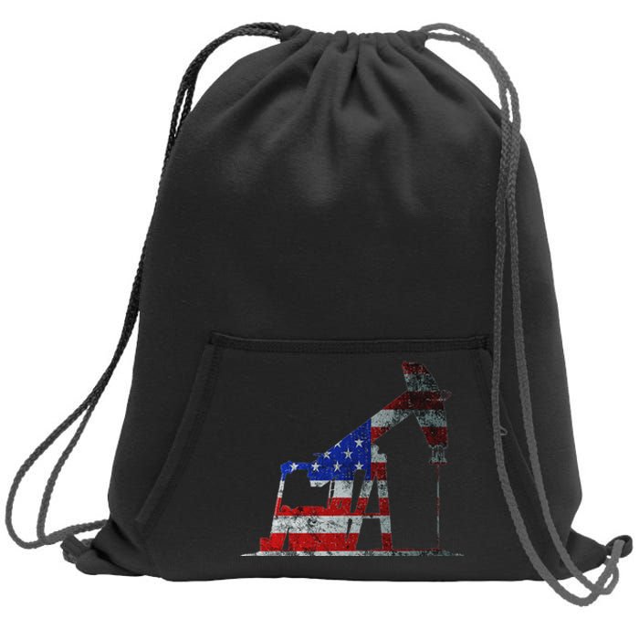 Oilfield Worker Rig Drilling Us Flag Oil Rig Man Oil Driller Sweatshirt Cinch Pack Bag