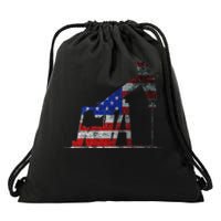 Oilfield Worker Rig Drilling Us Flag Oil Rig Man Oil Driller Drawstring Bag