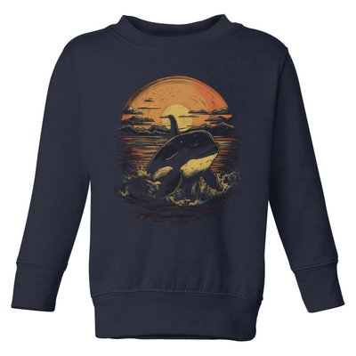 Orca Whale Retro Style Graphic Tees for Boy Girl Toddler Sweatshirt