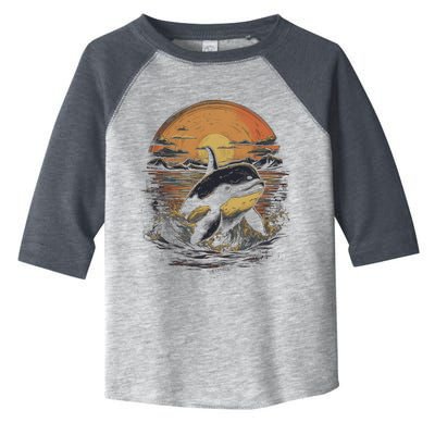 Orca Whale Retro Style Graphic Tees for Boy Girl Toddler Fine Jersey T-Shirt