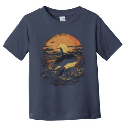 Orca Whale Retro Style Graphic Tees for Boy Girl Toddler T-Shirt