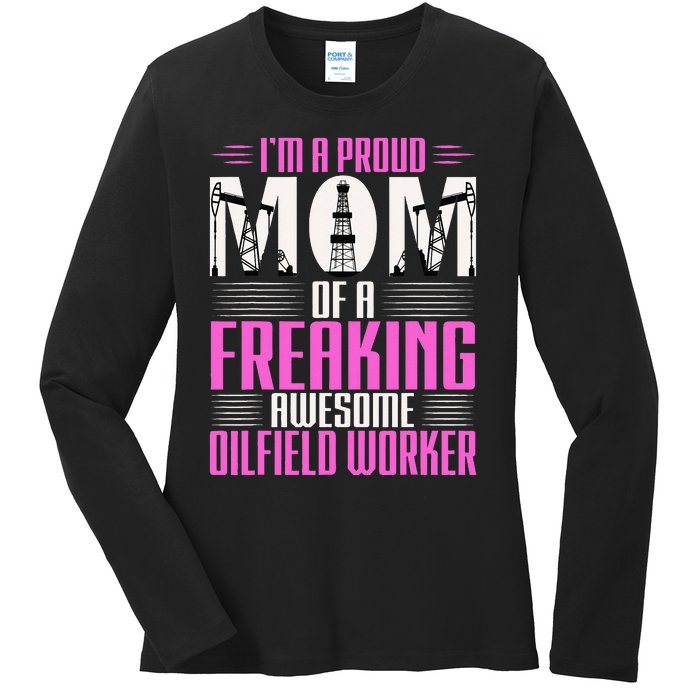 Oilfield Worker Rig Drilling Roughneck Mom Ladies Long Sleeve Shirt