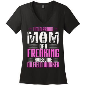 Oilfield Worker Rig Drilling Roughneck Mom Women's V-Neck T-Shirt