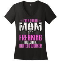 Oilfield Worker Rig Drilling Roughneck Mom Women's V-Neck T-Shirt