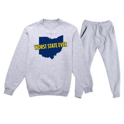 Ohio Worst State Ever Premium Crewneck Sweatsuit Set