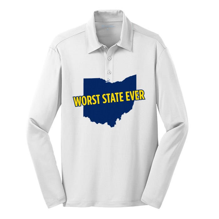 Ohio Worst State Ever Silk Touch Performance Long Sleeve Polo