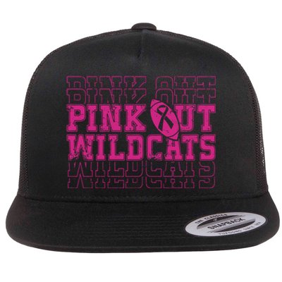 Out Wildcats School Wildcats Breast Cancer Awareness Flat Bill Trucker Hat