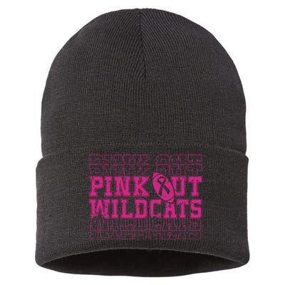 Out Wildcats School Wildcats Breast Cancer Awareness Sustainable Knit Beanie