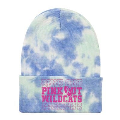 Out Wildcats School Wildcats Breast Cancer Awareness Tie Dye 12in Knit Beanie