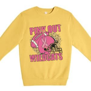 Out Wildcats School Wildcats Breast Cancer Premium Crewneck Sweatshirt