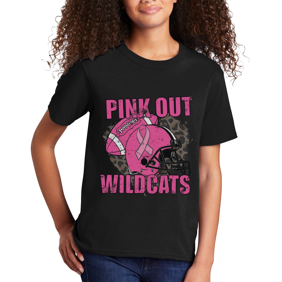 Out Wildcats School Wildcats Breast Cancer Kids T-Shirt