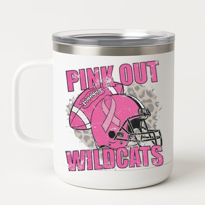 Out Wildcats School Wildcats Breast Cancer 12 oz Stainless Steel Tumbler Cup