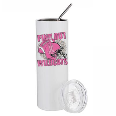 Out Wildcats School Wildcats Breast Cancer Stainless Steel Tumbler