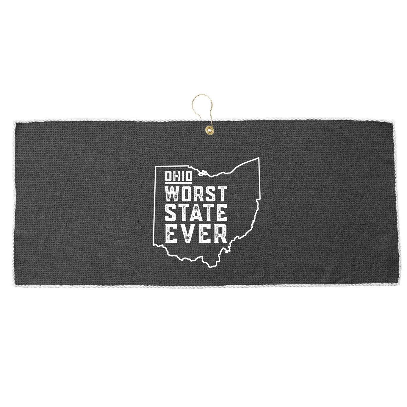Ohio Worst State Ever Gift Large Microfiber Waffle Golf Towel