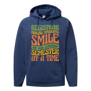 One Well Scheduled Semester At A Time School Registrar Gift Performance Fleece Hoodie