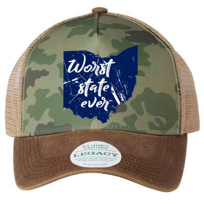 Ohio Worst State Ever Distressed Legacy Tie Dye Trucker Hat