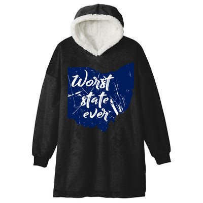 Ohio Worst State Ever Distressed Hooded Wearable Blanket