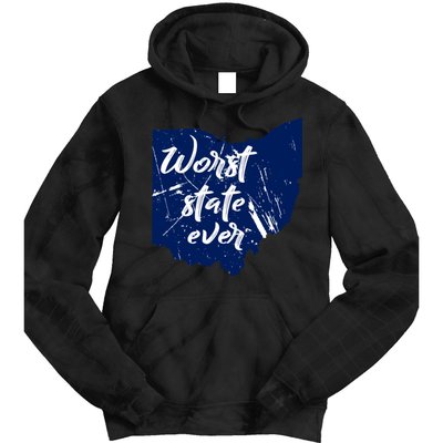 Ohio Worst State Ever Distressed Tie Dye Hoodie
