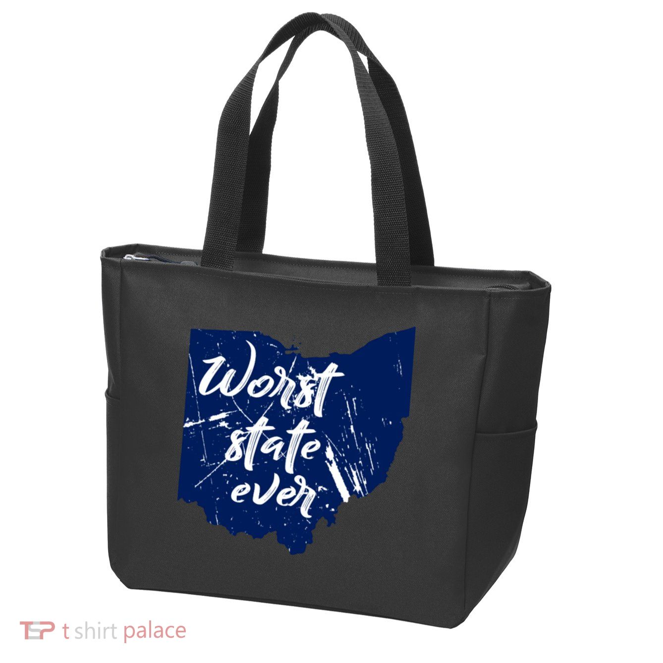 Ohio Worst State Ever Distressed Zip Tote Bag