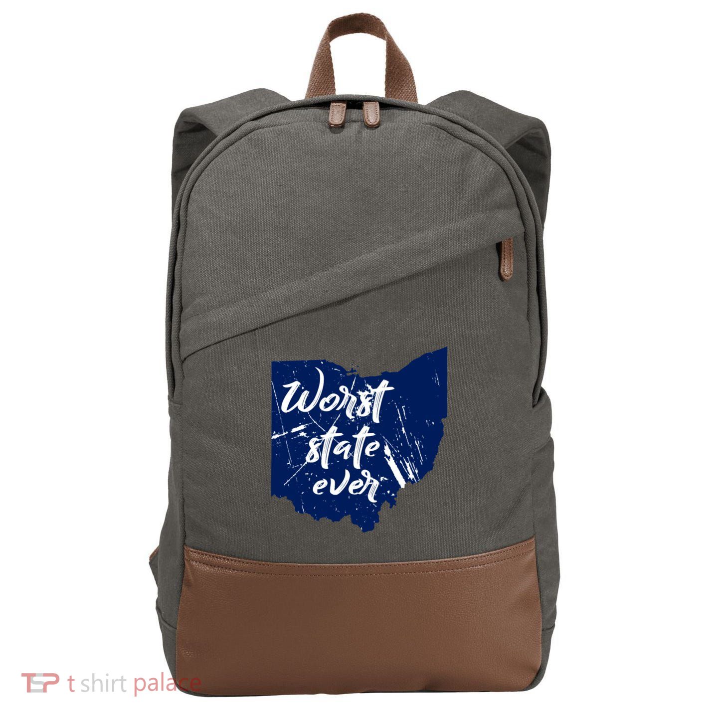 Ohio Worst State Ever Distressed Cotton Canvas Backpack