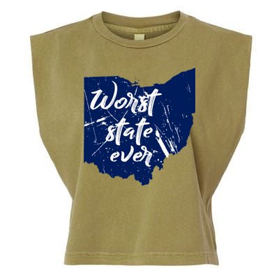 Ohio Worst State Ever Distressed Garment-Dyed Women's Muscle Tee