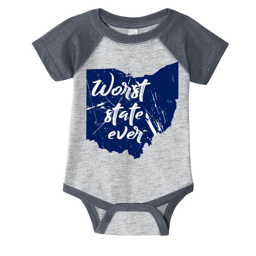 Ohio Worst State Ever Distressed Infant Baby Jersey Bodysuit