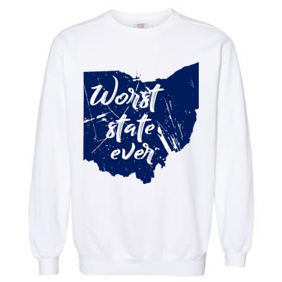 Ohio Worst State Ever Distressed Garment-Dyed Sweatshirt