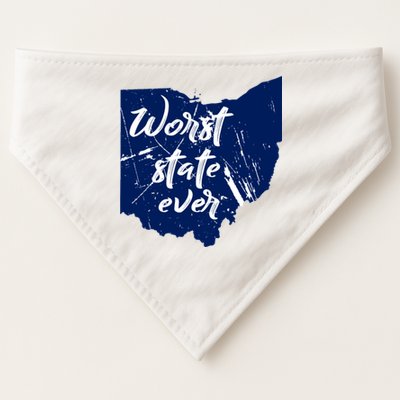 Ohio Worst State Ever Distressed USA-Made Doggie Bandana