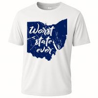 Ohio Worst State Ever Distressed Cooling Performance Crew T-Shirt