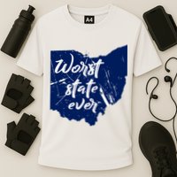 Ohio Worst State Ever Distressed Cooling Performance Crew T-Shirt