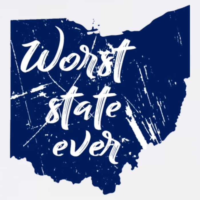 Ohio Worst State Ever Distressed Cooling Performance Crew T-Shirt