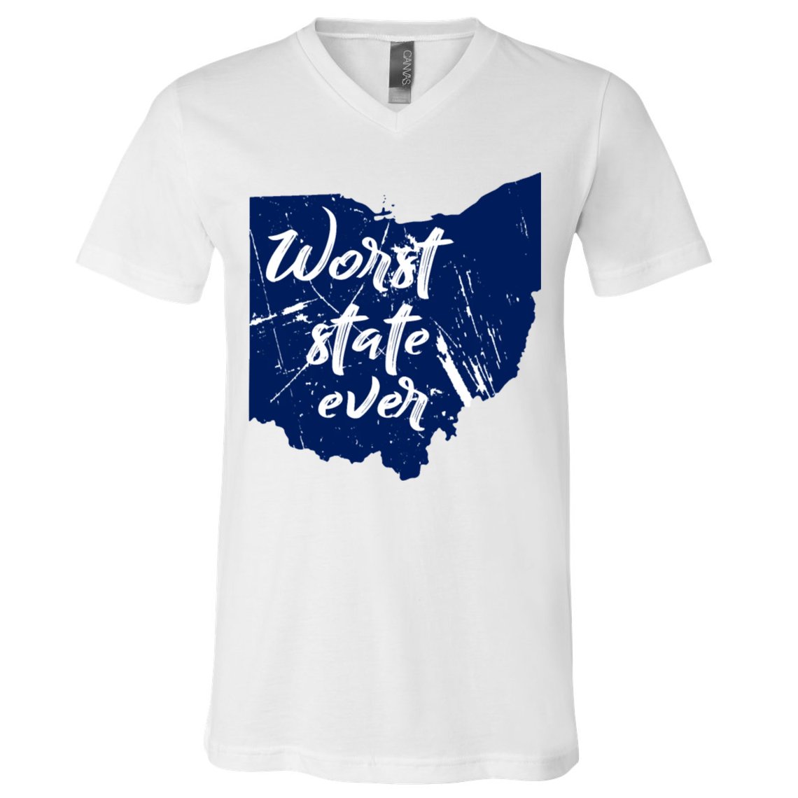 Ohio Worst State Ever Distressed V-Neck T-Shirt