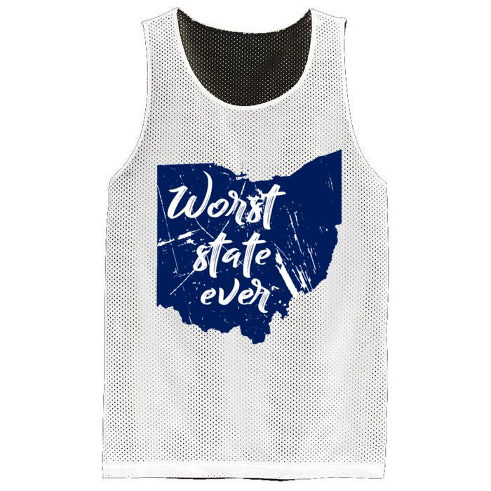 Ohio Worst State Ever Distressed Mesh Reversible Basketball Jersey Tank