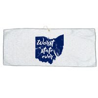 Ohio Worst State Ever Distressed Large Microfiber Waffle Golf Towel