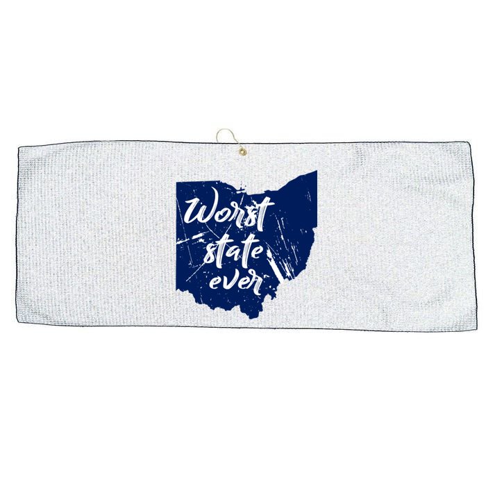 Ohio Worst State Ever Distressed Large Microfiber Waffle Golf Towel