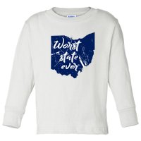 Ohio Worst State Ever Distressed Toddler Long Sleeve Shirt