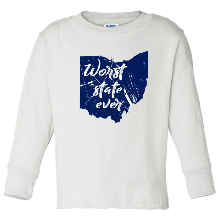 Ohio Worst State Ever Distressed Toddler Long Sleeve Shirt