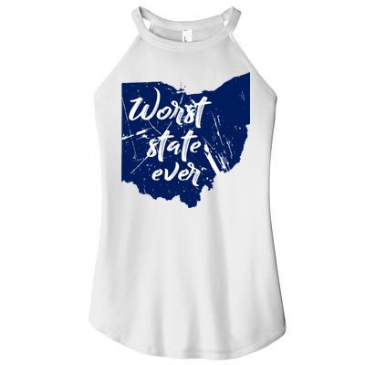 Ohio Worst State Ever Distressed Women's Perfect Tri Rocker Tank