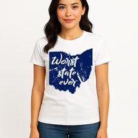 Ohio Worst State Ever Distressed Womens T-Shirt