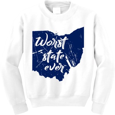 Ohio Worst State Ever Distressed Kids Sweatshirt