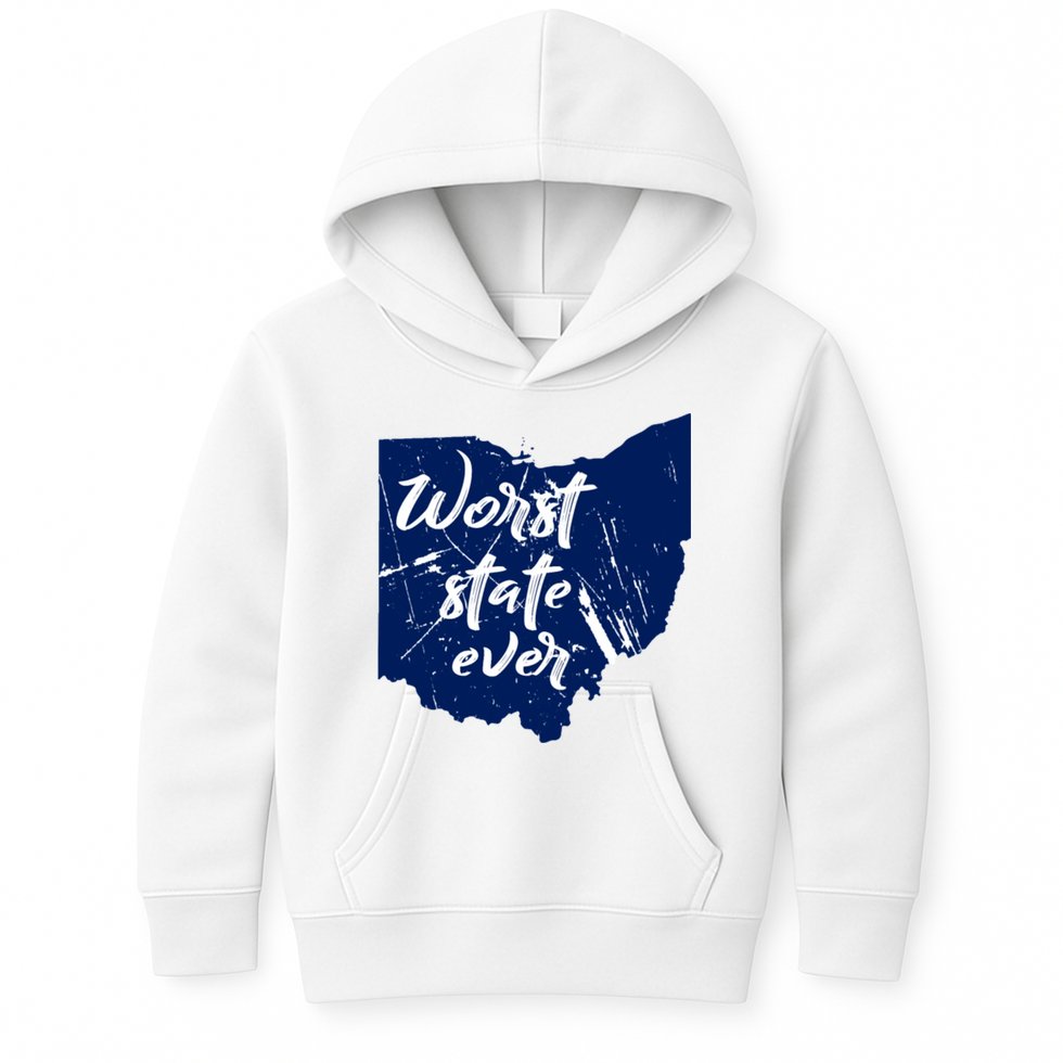 Ohio Worst State Ever Distressed Kids Hoodie